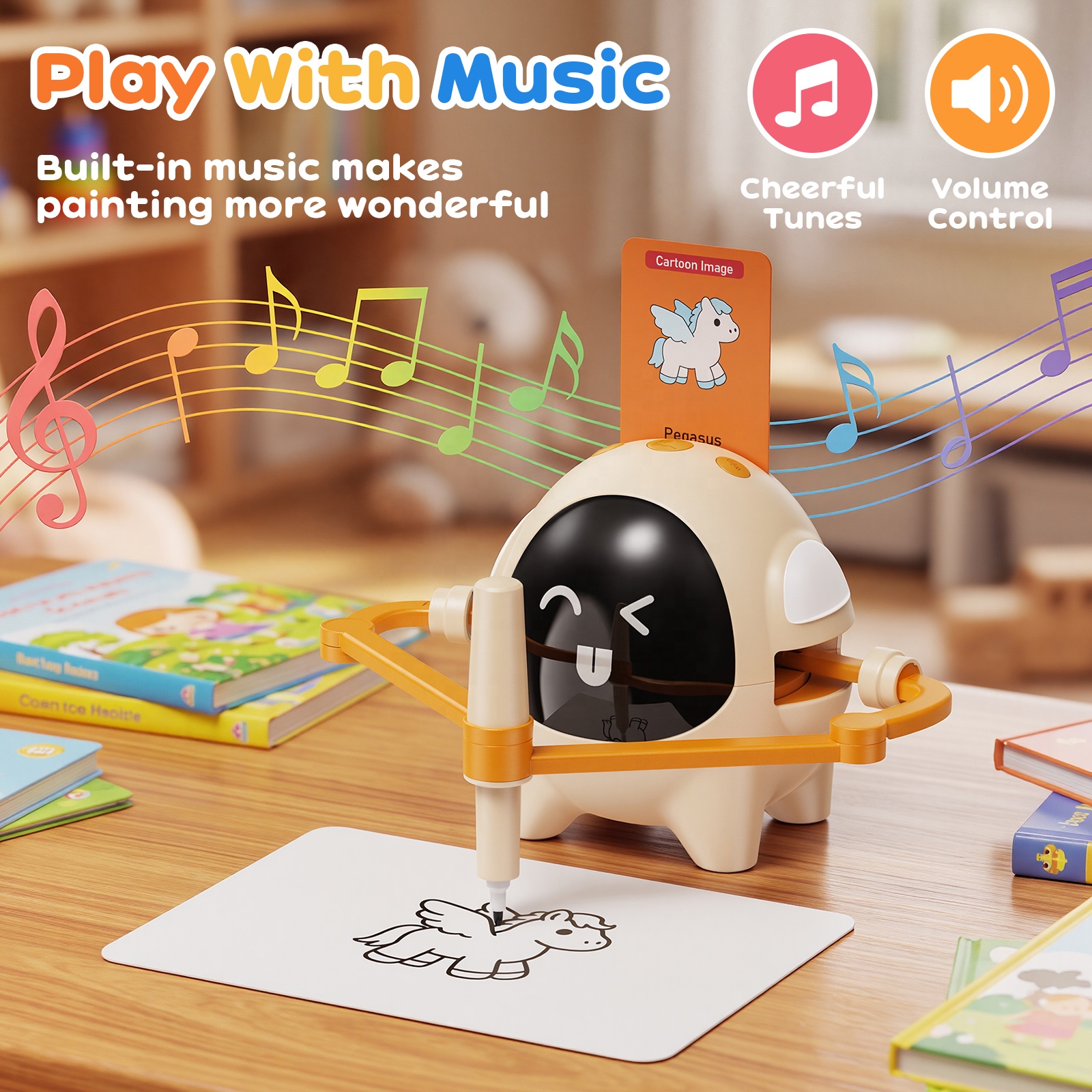 Smart Kids Drawing Robot Artist 200 Cards Music Interactive Educational Art Toy for 3+ Year Olds STEM Birthday Gift