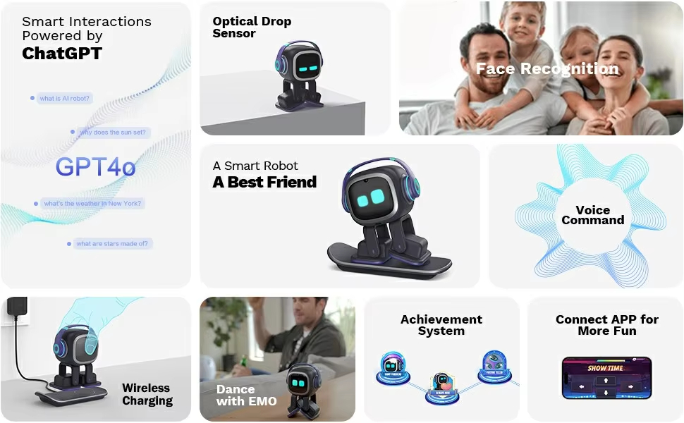 Special Gift EMO Smart Desk AI Robot Pet with ChatGPT &amp; Wide-angle Camera Voice Control Dance Robot Interactive Party Partner
