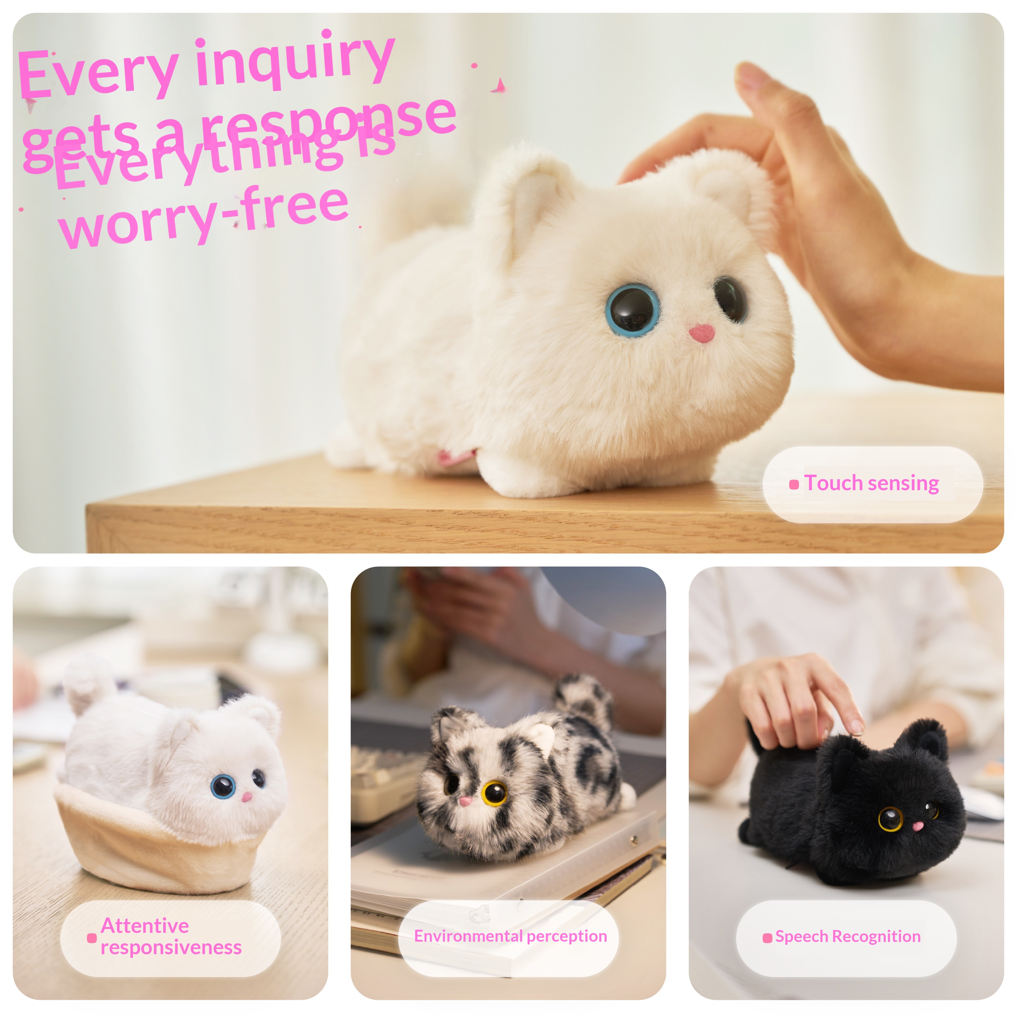 AI Plush Pet Realistic Children's Companion Robot Mini Smart Electronic Doll Toy Trendy PP Cotton Filled AIMR002 Unisex Birthday