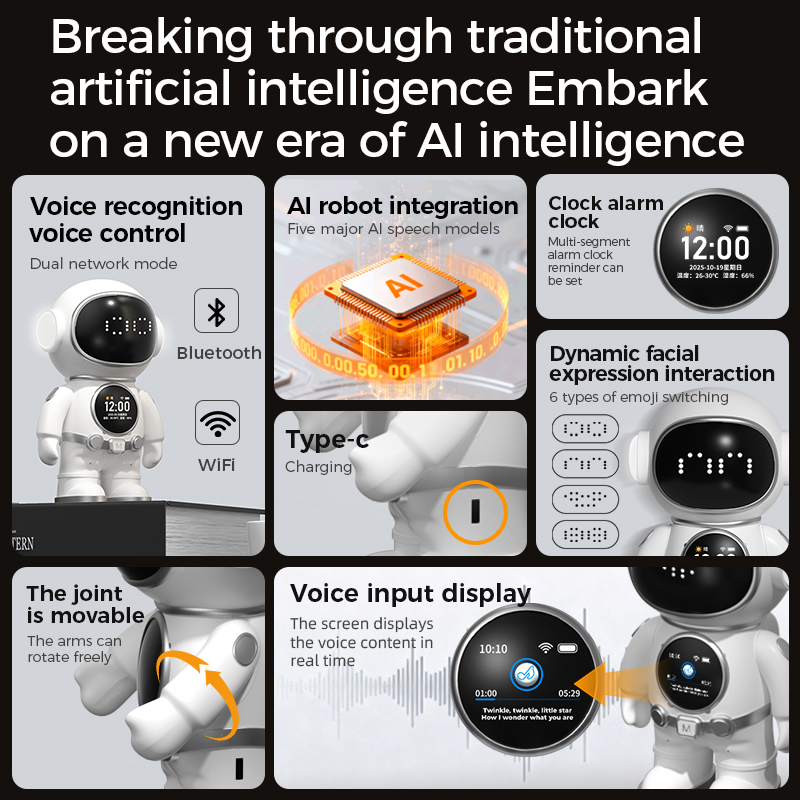 AI Desktop Emo Smart Robot WiFi Voice Control, Emotional Companion Kids Adults, Multilingual AI Desk Buddy Gift Home Office