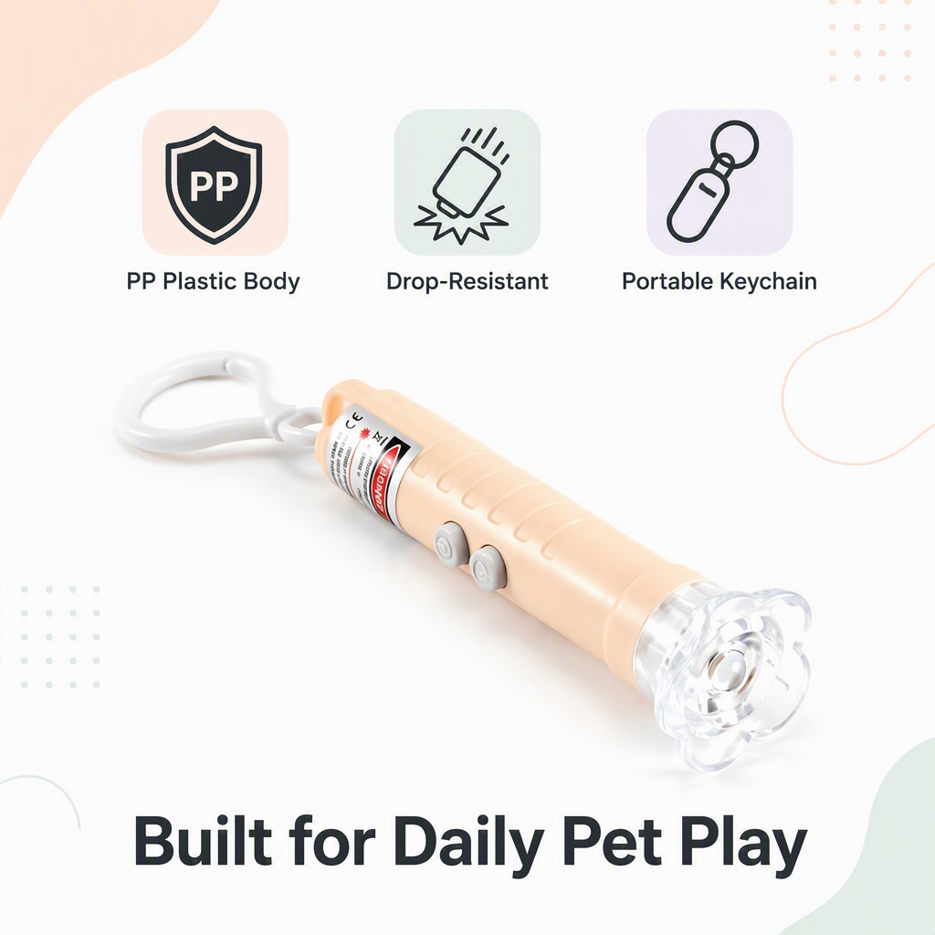 Pocket Size 3-in-1 Laser Pointer for Cats & Dogs Portable LED Light Simple Cartoon Design Small Plastic Pet Toy