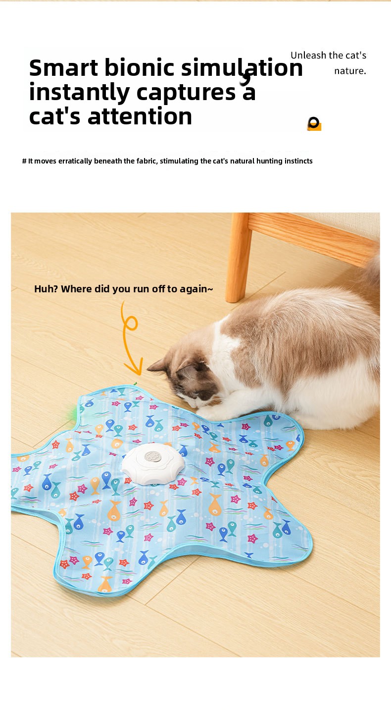 Cat Toy Electric Automatic Rotating Feather Teaser Mat Interactive Kitten Play Pet Toys Supplies Accessories Products Indoor