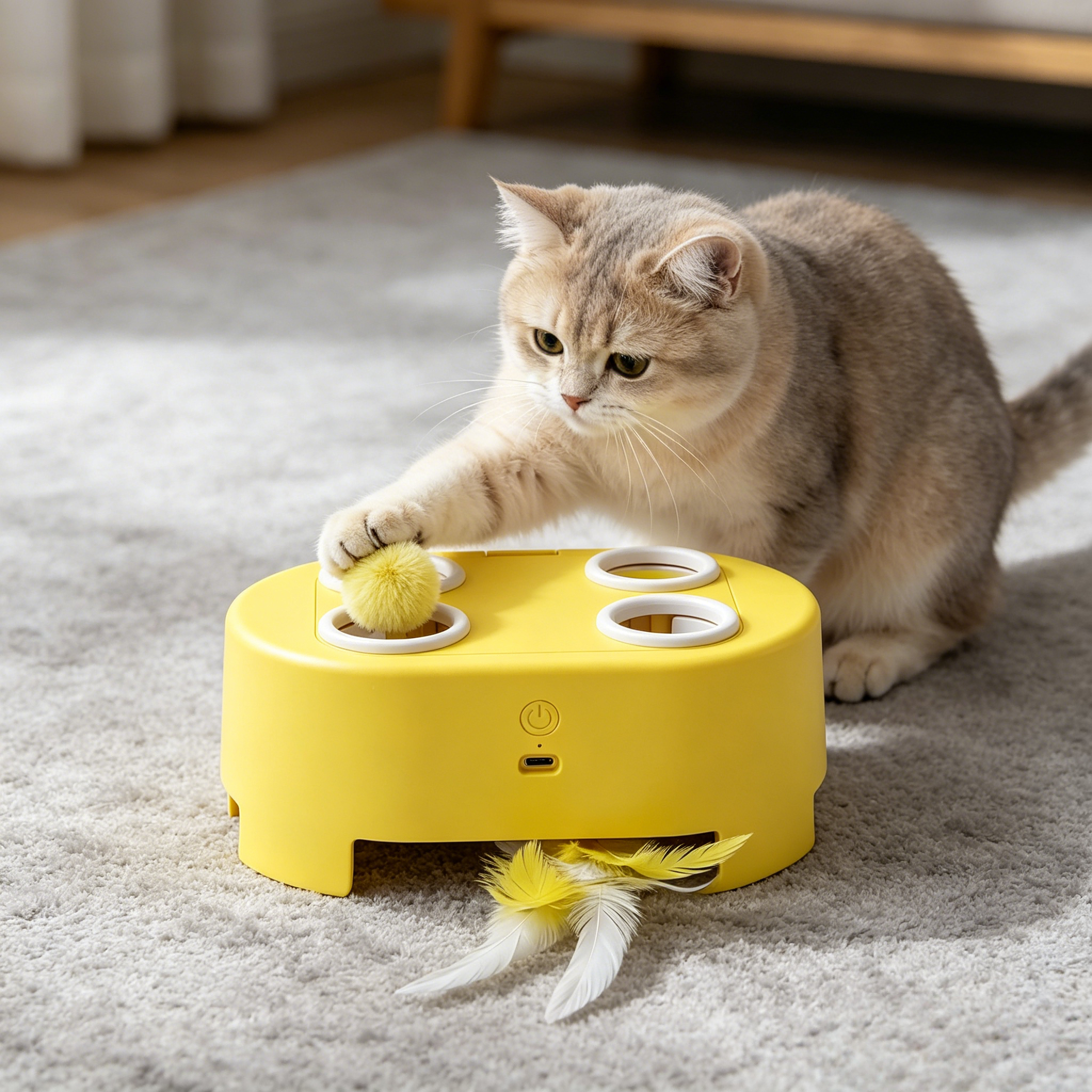 Wholesale Multifunctional Electric Cat Toy Bionic Pop Ball Feather Teaser USB Charging Pet Interactive Toy