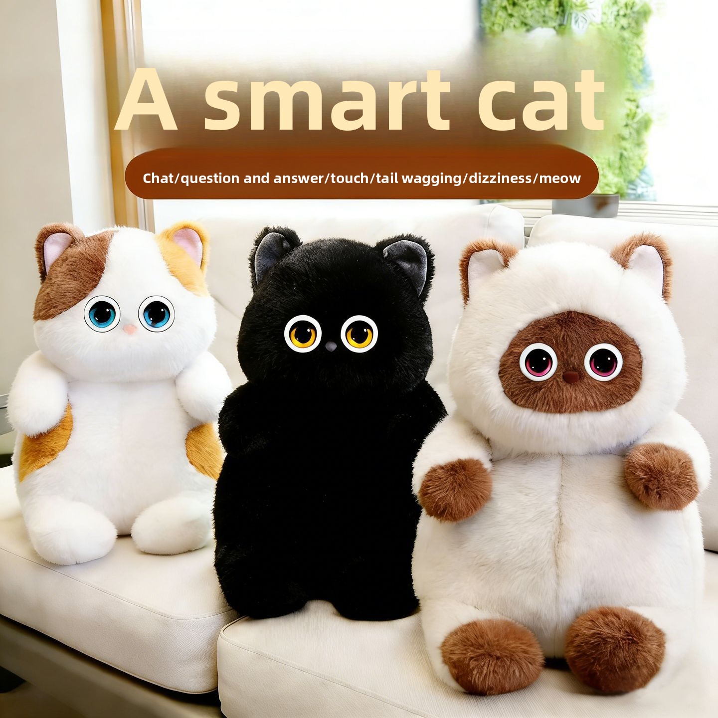 Cross-Border AI Emotional Companion Robot Toy Miao Xingren Calico Cat Electronic Pet Children Gift Polyester Material PP