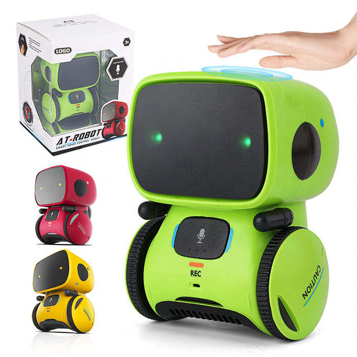 Voice Control Touch Sensor Robot 360 Spin Record Repeat Singing Dancing LED Eyes Plastic Educational Toy Gift Kids