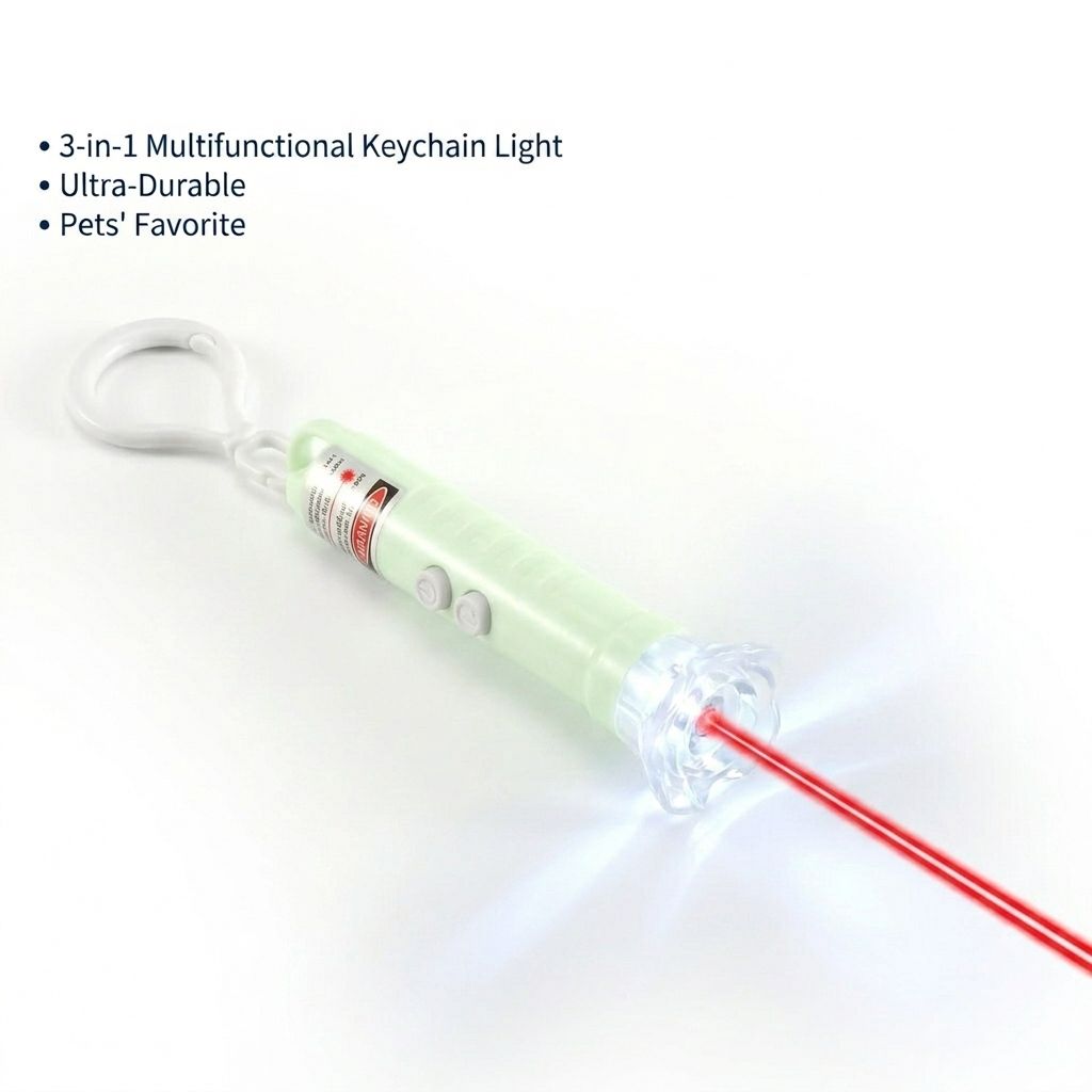 Pocket Size 3-in-1 Laser Pointer for Cats &amp; Dogs Portable LED Light Simple Cartoon Design Small Plastic Pet Toy