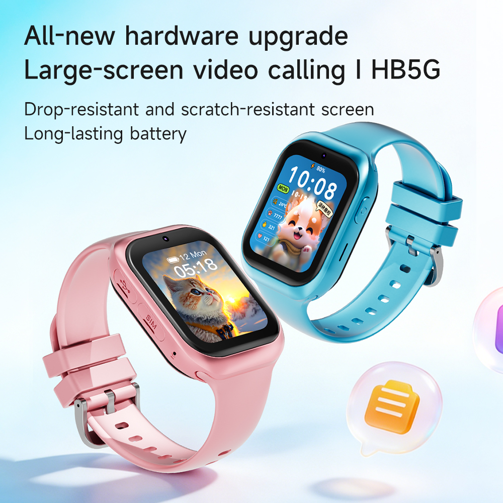 For HB5G AI RTOS 4G Smartwatch with GPS Tracker SOS Call SIM CARD for Child Safety Parental Monitoring 1.83-inch HD Screen OEM