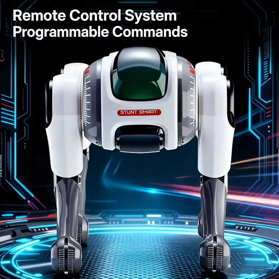 STEM Robotic Pet 2 4G RC Bionic Stunt Robot Dog With Lifelike Tricks AI Voice Interaction And Dynamic LED Light And