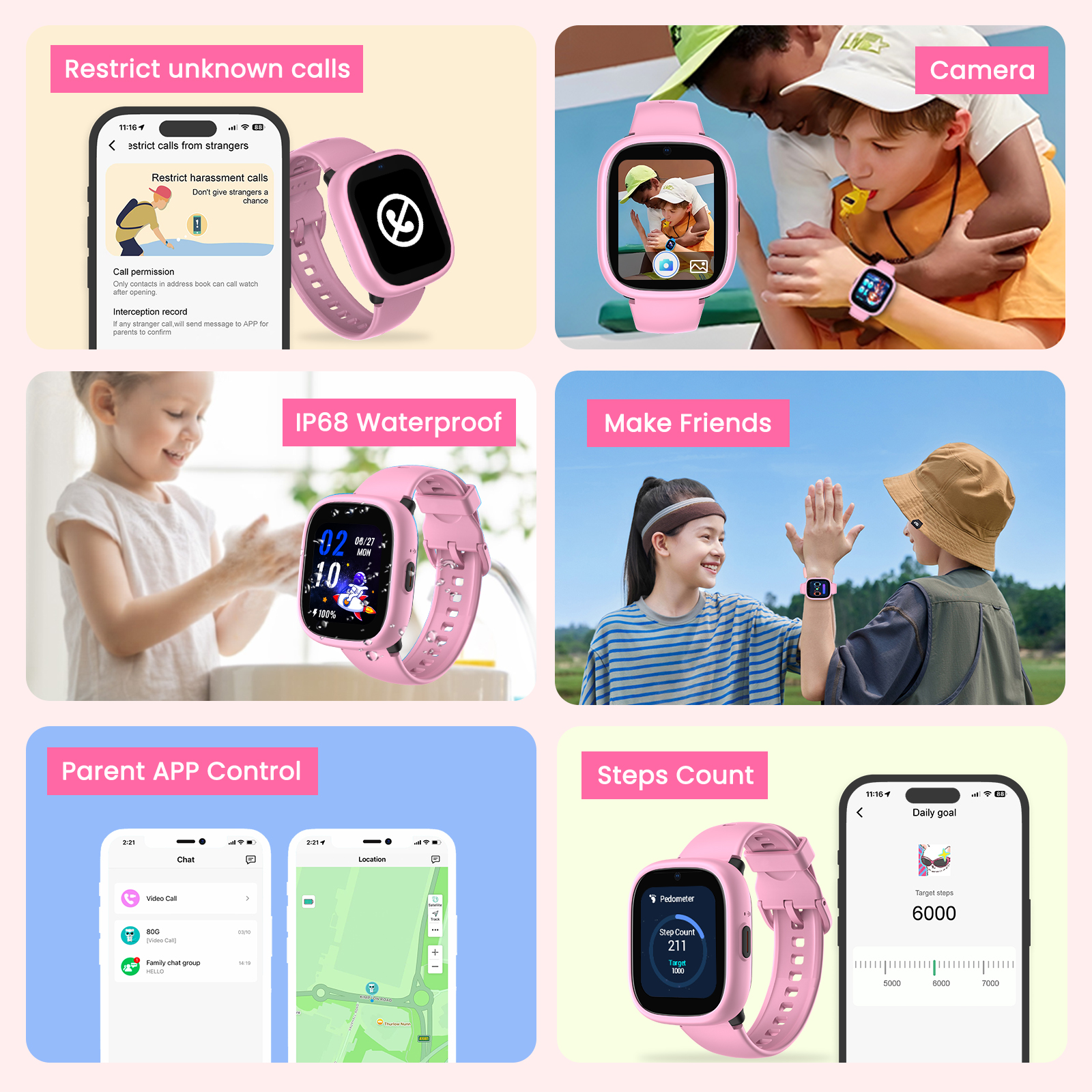 LAGENIO K3 New Lightweight 4G Kids Smart Watch GPS Tracking SOS Emergency Call Video Calling IP68 CE Smart Watch for Boys Girls