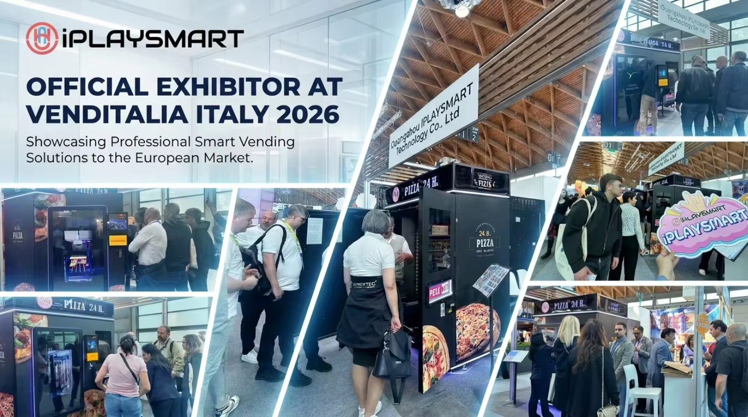 IPLAYSMART Auto Express Cartoon Pizza Vending Robot with Infrared Oven Intelligent Pizza Machine Pizza Vending Machine