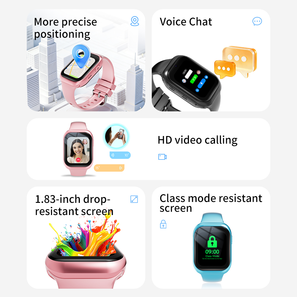 For HB5G AI RTOS 4G Smartwatch with GPS Tracker SOS Call SIM CARD for Child Safety Parental Monitoring 1.83-inch HD Screen OEM