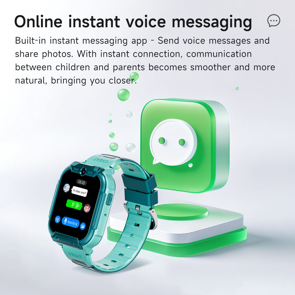 Kid Smart Watch with Camera Voice Chat &amp; Photo Square Display Waterproof IP67 SOS Button Positioning Android for Boys Girls
