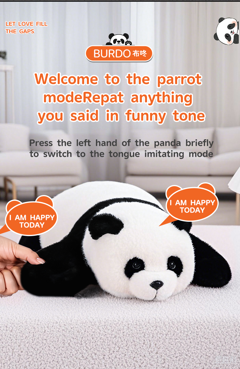 AI Talking Panda Toy 60 Languages Customizable Educational Toys for Kids Companion