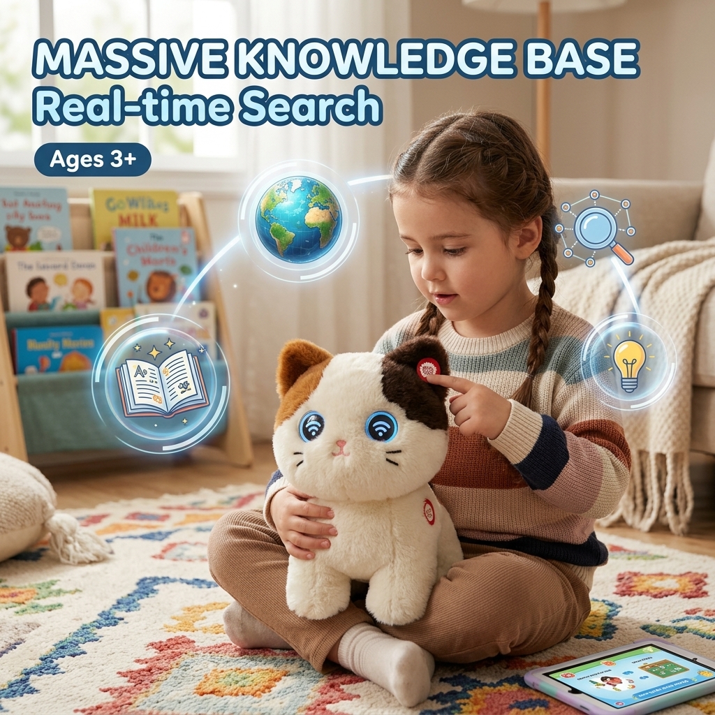 Cuteyeah AI Calico Cat Plush ChatGPT Smart Toy 60+ Languages Interactive Storytelling Language Development Kids STEM Robot