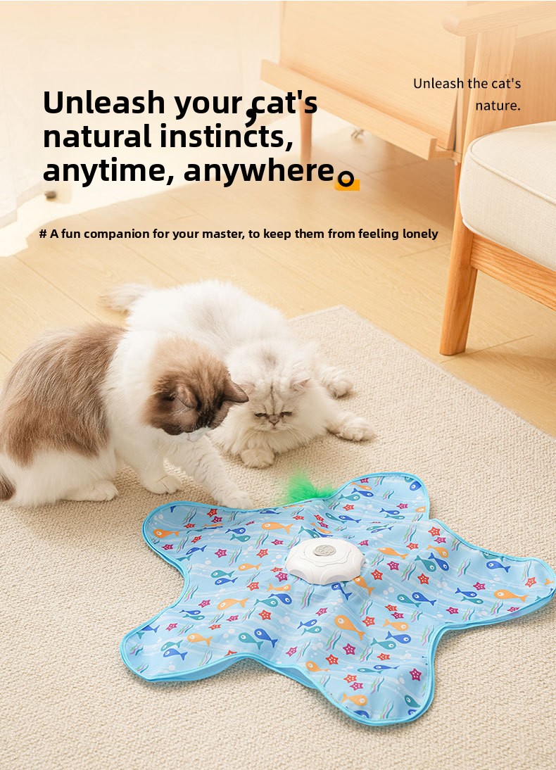 Cat Toy Electric Automatic Rotating Feather Teaser Mat Interactive Kitten Play Pet Toys Supplies Accessories Products Indoor