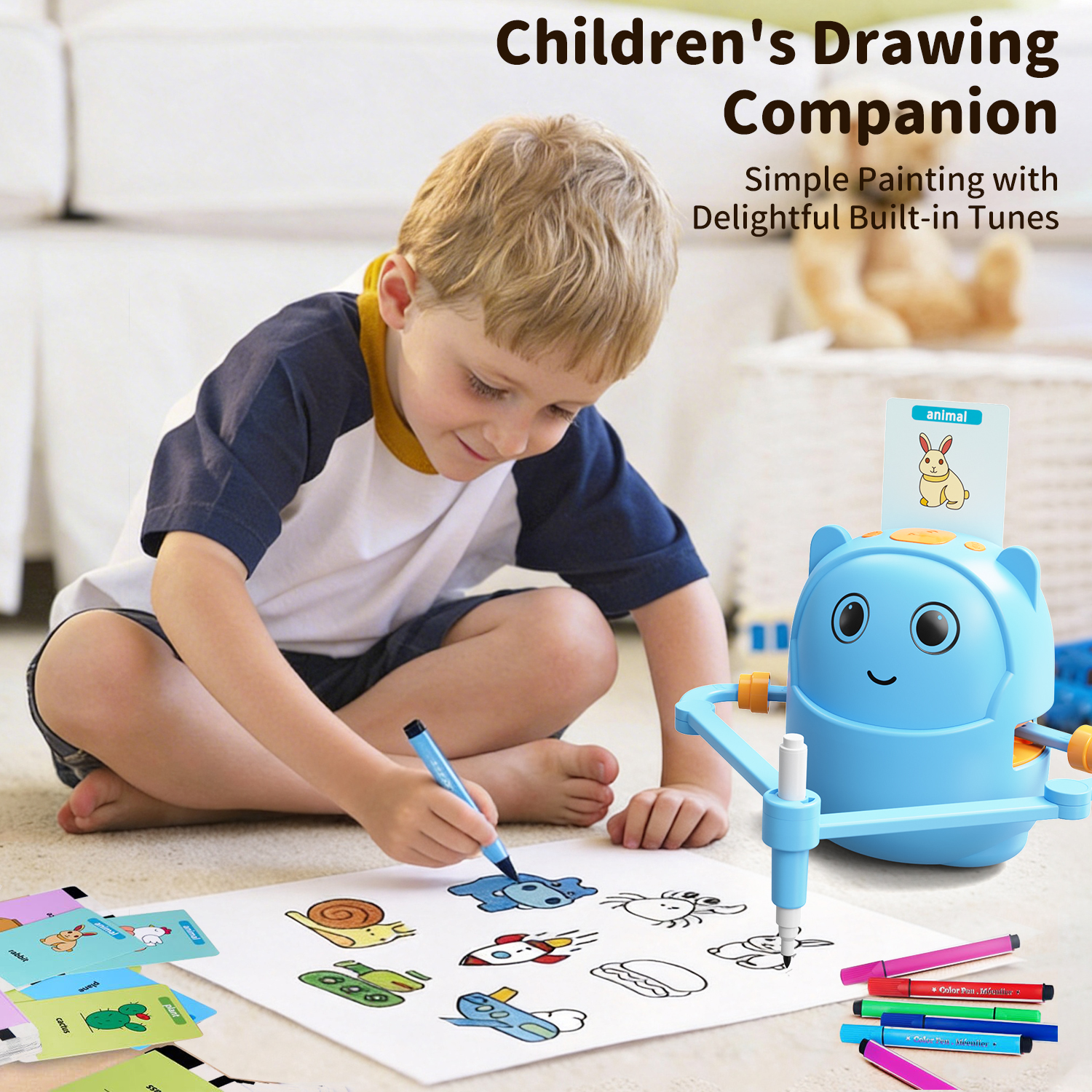 Kids Smart Drawing Robot Toy Montessori Educational Painting Learning Toy Cards Induction Recognition Auto Drawing Machine Set
