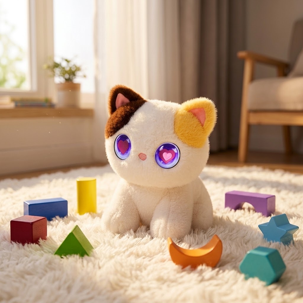 Smart AI Talking Cat Plush Toy-Interactive Educational Companion Robot with Emotional Feedback for Kids