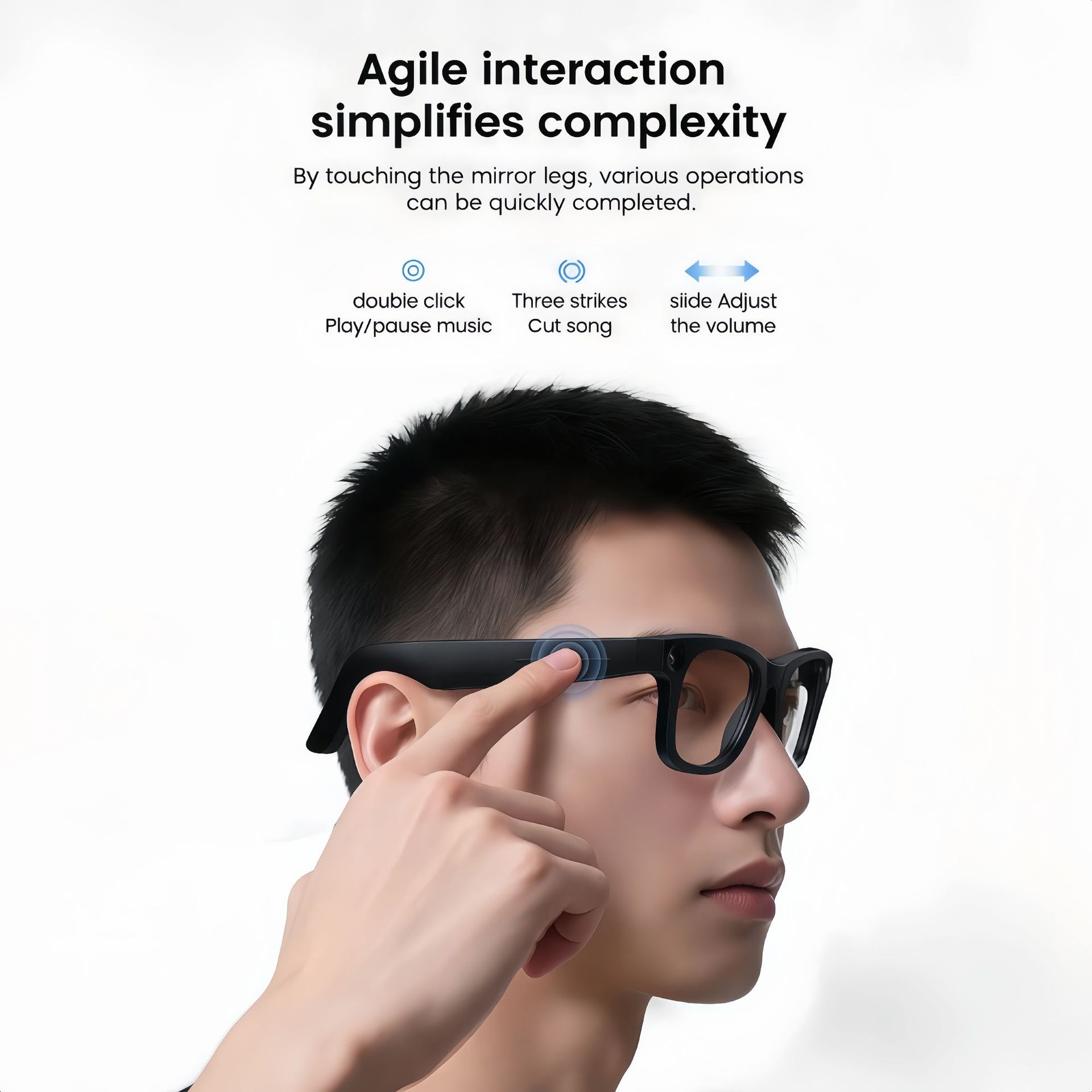 High-Tech E02L TR90 Ultra HD Smart Wearable Headset Chatgpt for BLE Enabled Camera Glasses Music Active Lifestyle Users