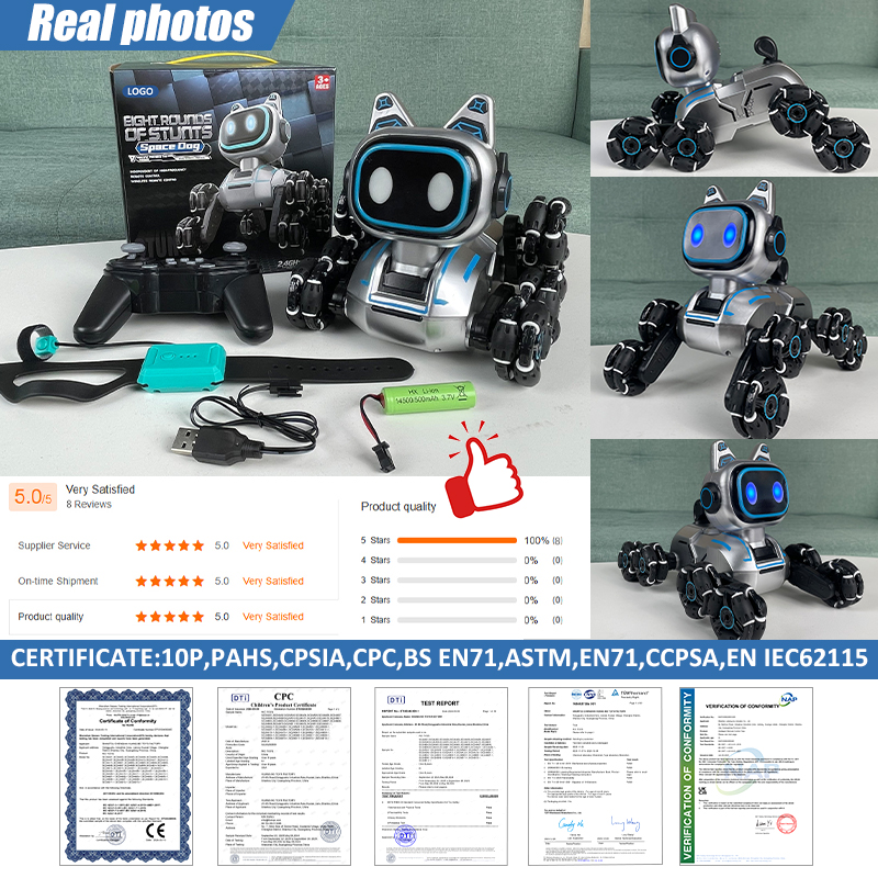 Eight Wheeled Intelligent Remote Control Electric Pets Gesture Sensing Double Control Mini Rc Stunt Car Robot Dog Stunt Toys