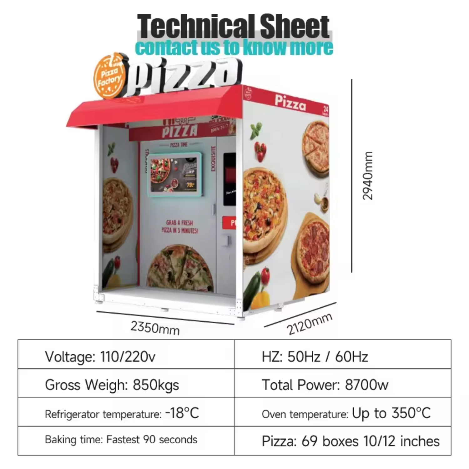 IPLAYSMART Auto Express Cartoon Pizza Vending Robot with Infrared Oven Intelligent Pizza Machine Pizza Vending Machine