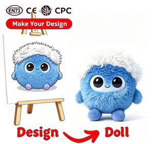 Custom Design AI Electronic Plush Toy OEM ODM CPC EN71 Certified Logo Wholesale Birthday Mini Blue Curly Hair Sound Light USB