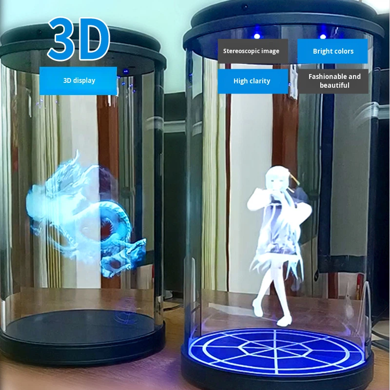 3D Holographic Desktop Small AI Digital Human Dialogue Display Voice Interaction Cabin Transparent Screen Wall-Mounted Indoor