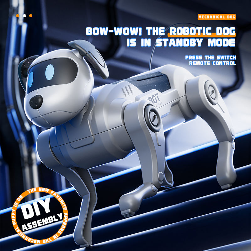 STEM Educational DIY Quadruped Robotic Dog Kit-Programmable Remote Control Dual Design School Experiment Toy for Kids Learning