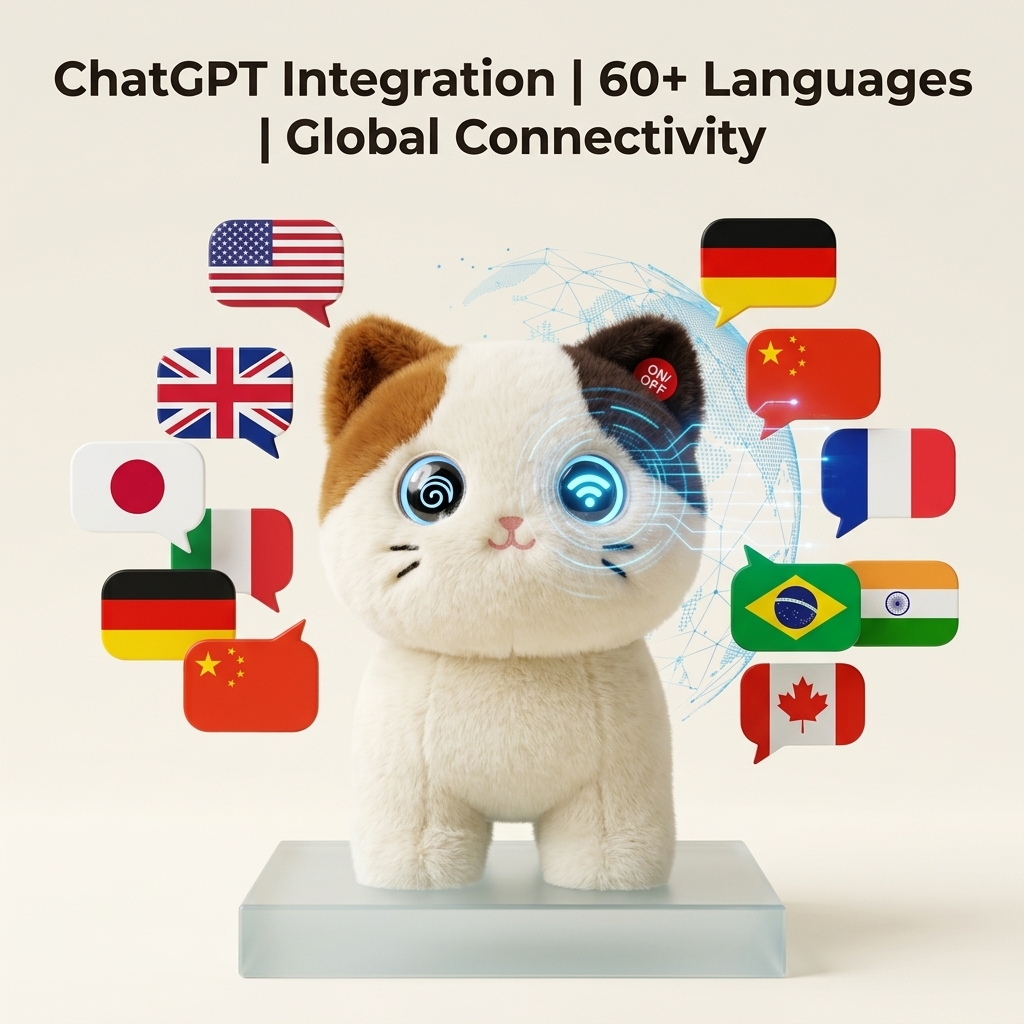 Cuteyeah AI Calico Cat Plush ChatGPT Smart Toy 60+ Languages Interactive Storytelling Language Development Kids STEM Robot
