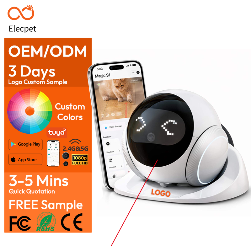 Elecpet Pet Laser Companion Toy 1080P Cat Camera Robot With App Control Two-Way Audio Night Vision Cloud Memory Card Storage
