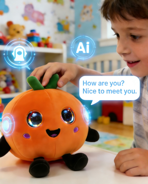 Safe environmentally friendly non-toxic material WiFi AI plush toy LCD emotion eyes wholesale supplier for kid