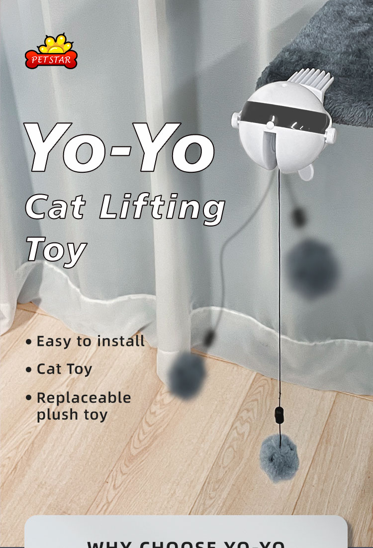 Hot Sell Pet Supplies Smart Cat Toys Products Automatic Interactive Iq Training Robot Yoyo Cat Lift Fishing Toy
