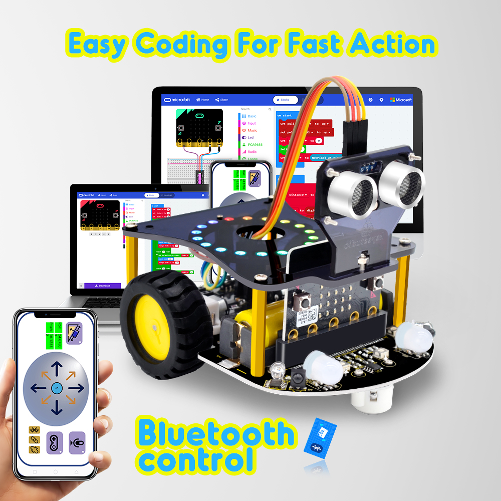 Microbit Mini Smart Robot Car Kit V2.0 Diy Programming Robot Toy Car Stem Robot Kit