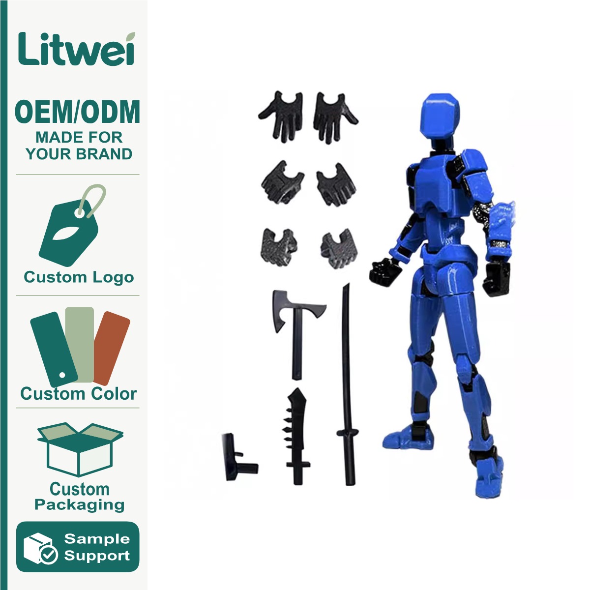 DIY Multi-joint Movable Robot Lucky 3D Printed Model Toys Simulation Action Figure Toy Birthday Gifts Desktop Decoration W24-909