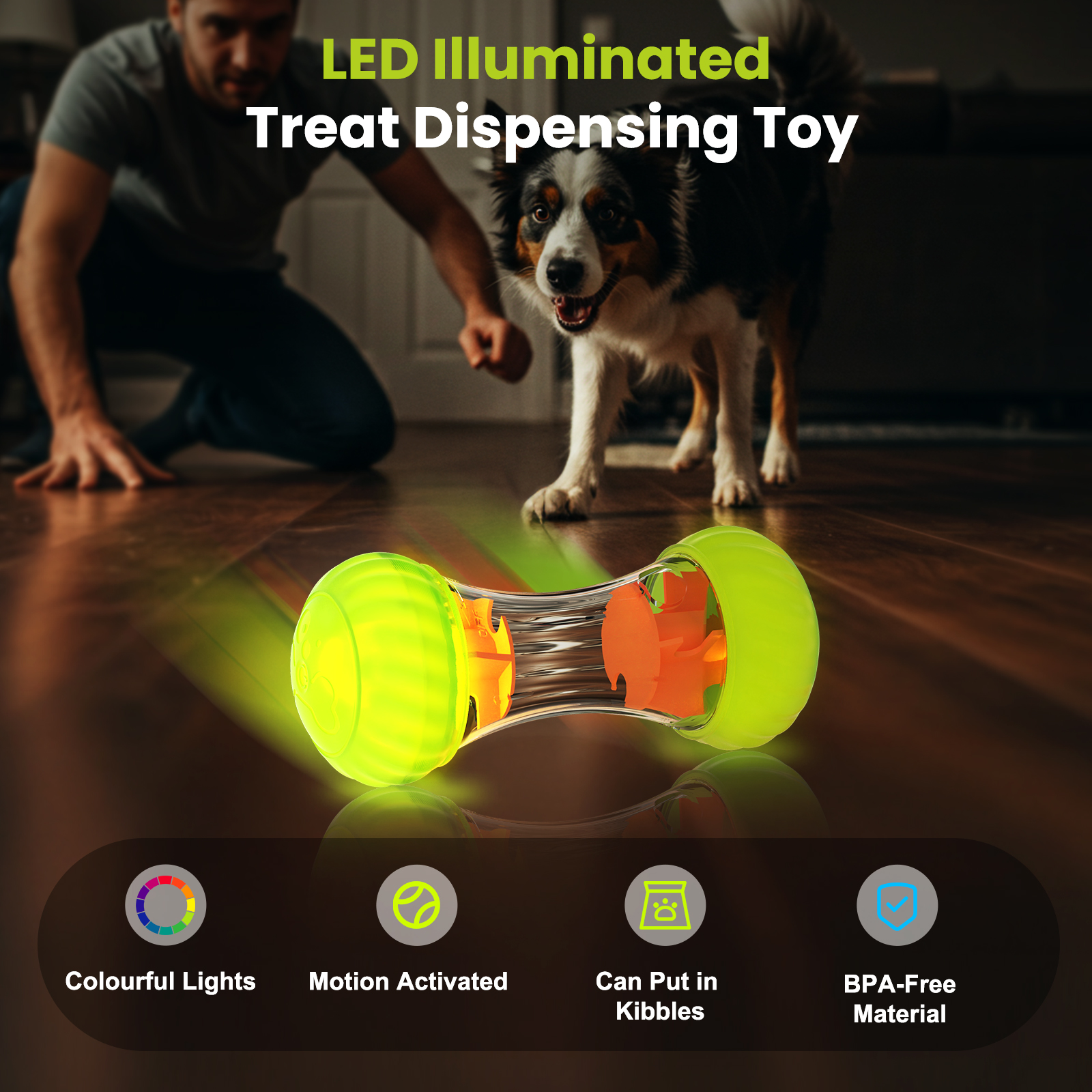 Wholesale Interactive Treat Dispensing Dog Toy Rechargeable LED Light up Puzzle Pet Slow Food Leaking Puppy Toy