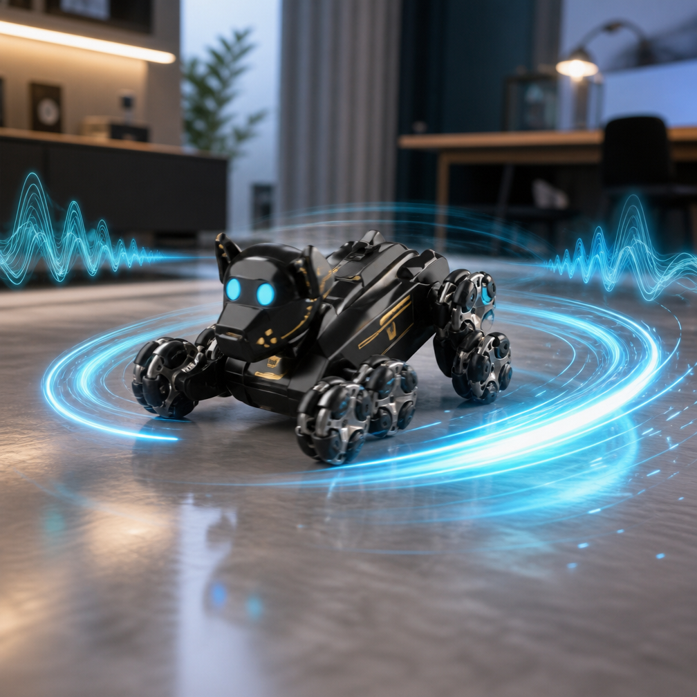 TQ16 1:8 Scale Interactive Smart 8-Wheel Stunt Robot Dog with Dual Control Remote Gesture Control Light Sound Features for Kids