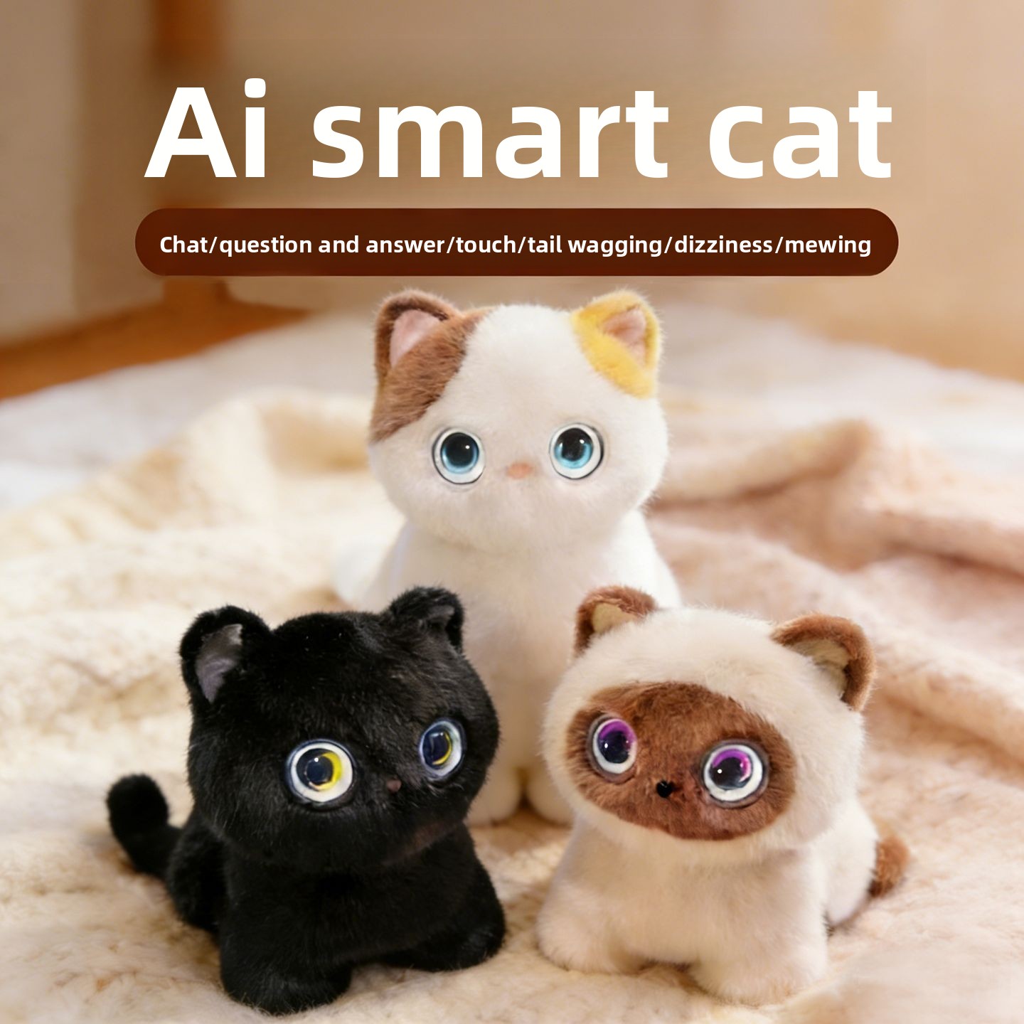 Cross-Border AI Emotional Companion Robot Toy Miao Xingren Calico Cat Electronic Pet Children Gift Polyester Material PP