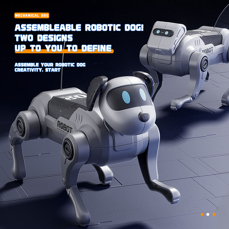 STEM Educational DIY Quadruped Robotic Dog Kit-Programmable Remote Control Dual Design School Experiment Toy for Kids Learning