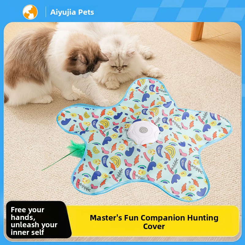Cat Toy Electric Automatic Rotating Feather Teaser Mat Interactive Kitten Play Pet Toys Supplies Accessories Products Indoor