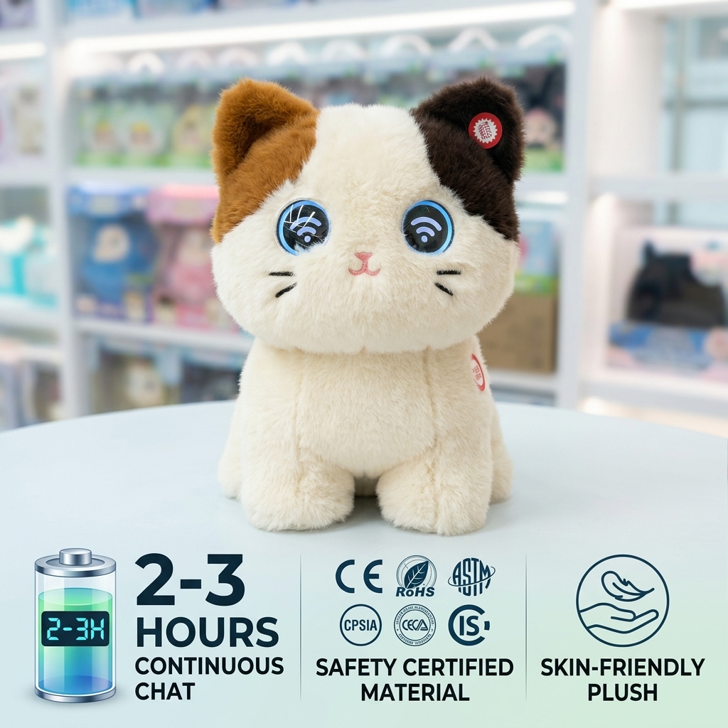 Cuteyeah AI Calico Cat Plush ChatGPT Smart Toy 60+ Languages Interactive Storytelling Language Development Kids STEM Robot