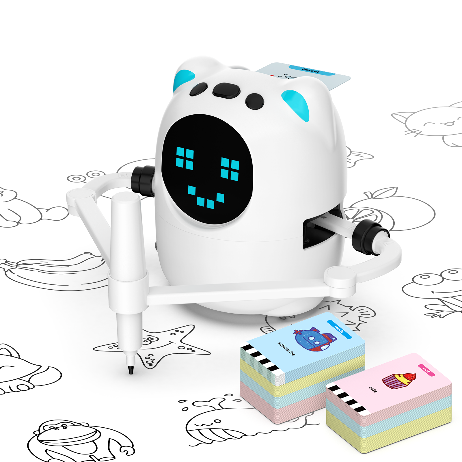 Factory Smart Drawing & Painting Robot Toy with 100 Cards 5 themes Light & Sound-Educational Learning Machine for Ages 5-13