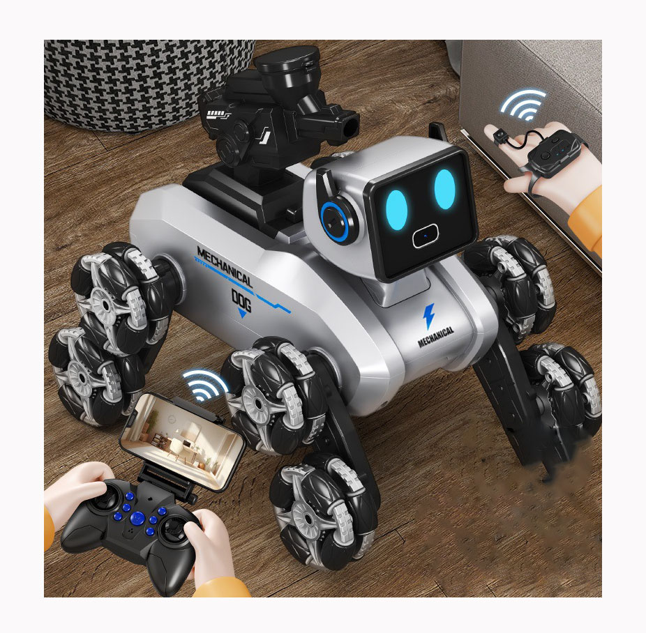 Intelligent 8K Remote Control Robot Dog Car for Kids Electric RC Animal with Eight Wheels Gesture Sensing Features