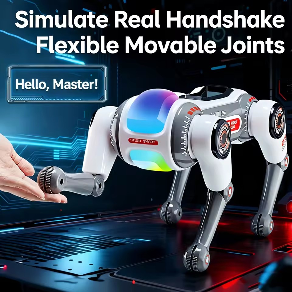 STEM Robotic Pet 2 4G RC Bionic Stunt Robot Dog With Lifelike Tricks AI Voice Interaction And Dynamic LED Light And