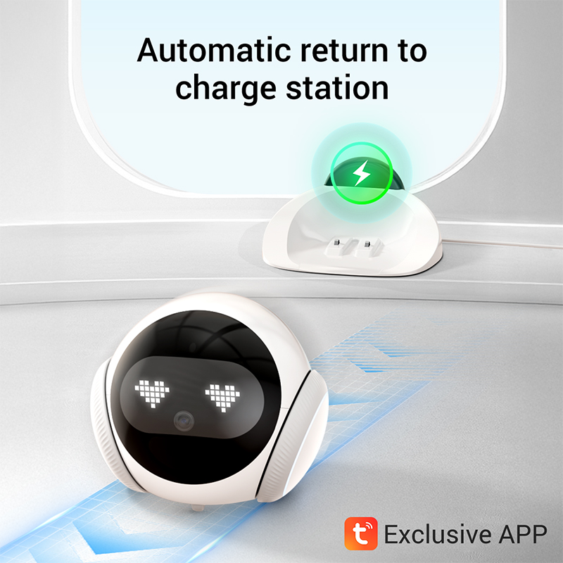 Smart AI Home Robot 360 Mobile Security Protection Child Elderly Care Monitor Pet Interaction Laser Toy APP Control Auto Charge