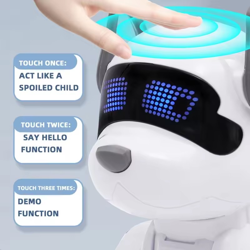 Hot Selling Multi-Function LED Eyes Remote Control Robot Dog Intelligent Technology RC Cars Features Dancing Singing Pet Toy