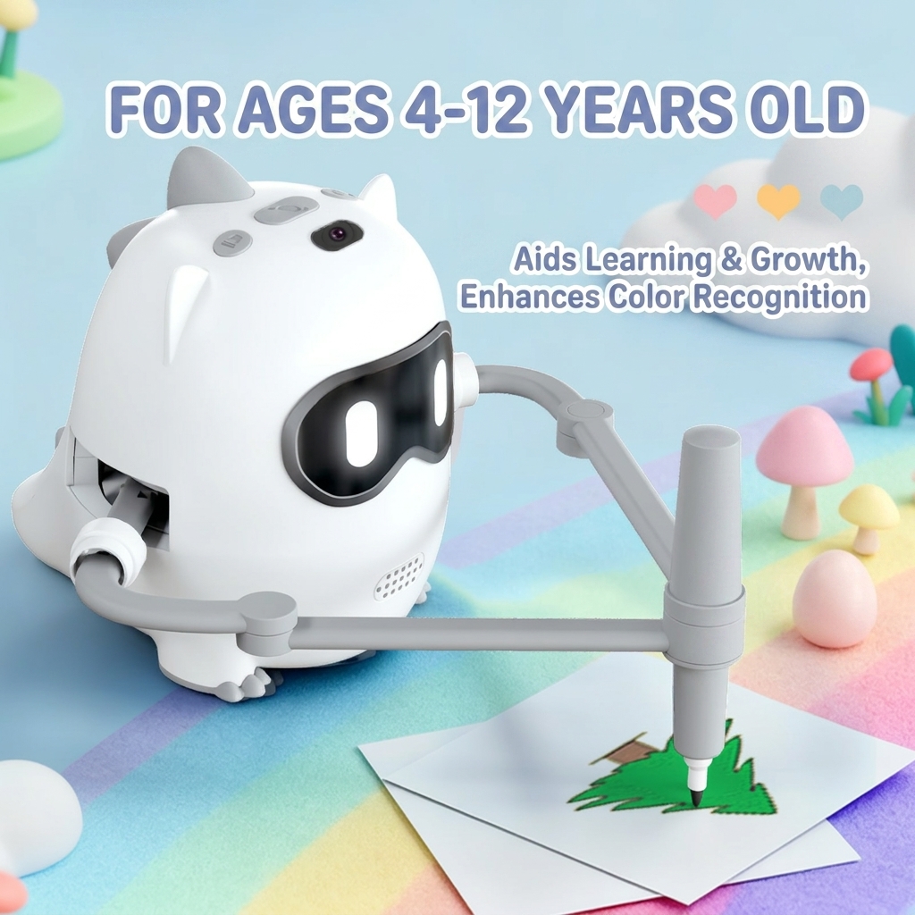Kids Drawing Robot Toy WY-61 ABS Educational with Music English Voice &amp; Auto Drawing Great Gift Christmas Birthday
