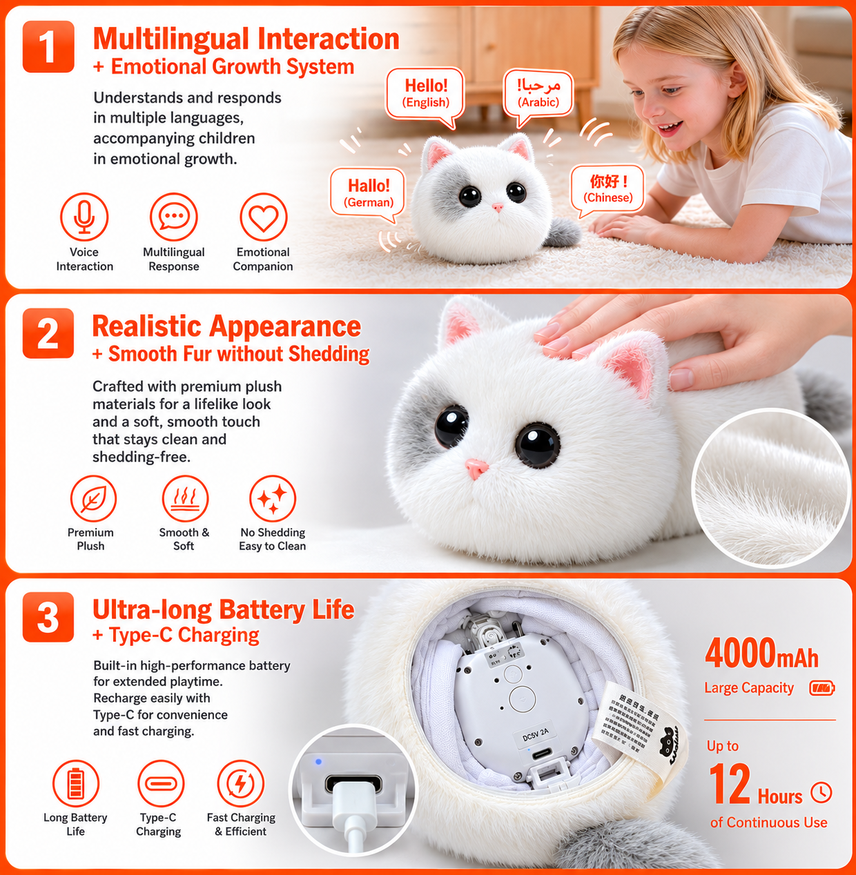 AI Robot Cat Toy for Children Smart Electronic Pet with Voice Interaction Touch Response App Control