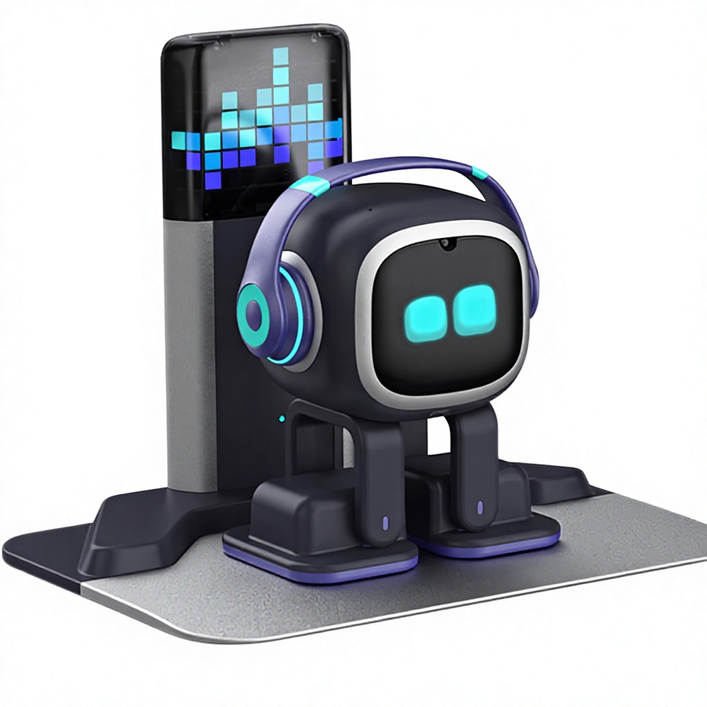 EMOPET AI Desk Robot Companion ChatGPT Enabled Voice Commands Dance Interactive Pet Personality Charging Home Station