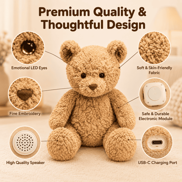 Trending AI Stuffed Plush LED Eyes Emotion Expression Voice Chat Robot Interactive Companion for Kids Cognitive Learning Gift