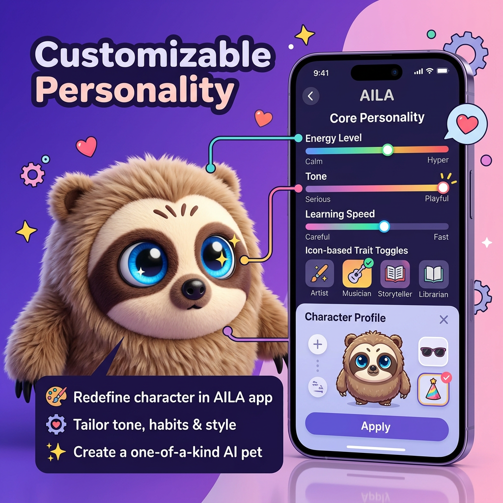 CADOTHY AILA GPT Powered Linux-Based AI Companion Plush Toy Wi-Fi Enabled Interactive Voice Chat App Control Customizable Design