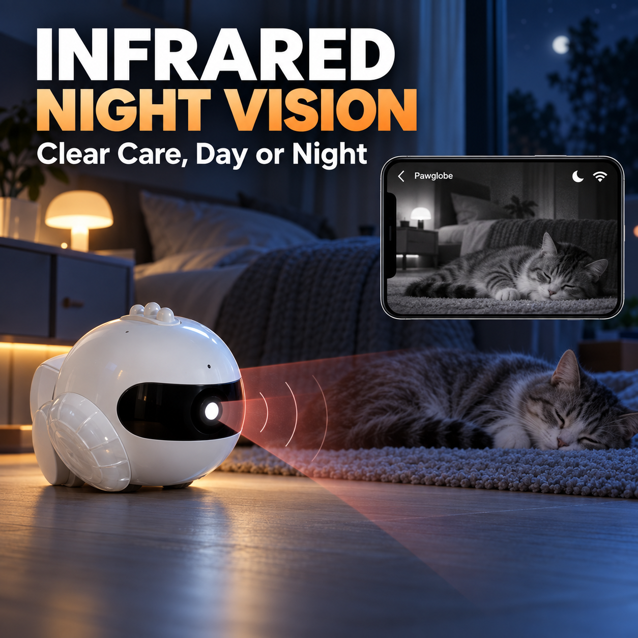 Smart AI Pet Robot with HD Camera Laser Toy Interactive Companion for Cats Dogs Home Monitoring